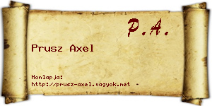 Prusz Axel névjegykártya